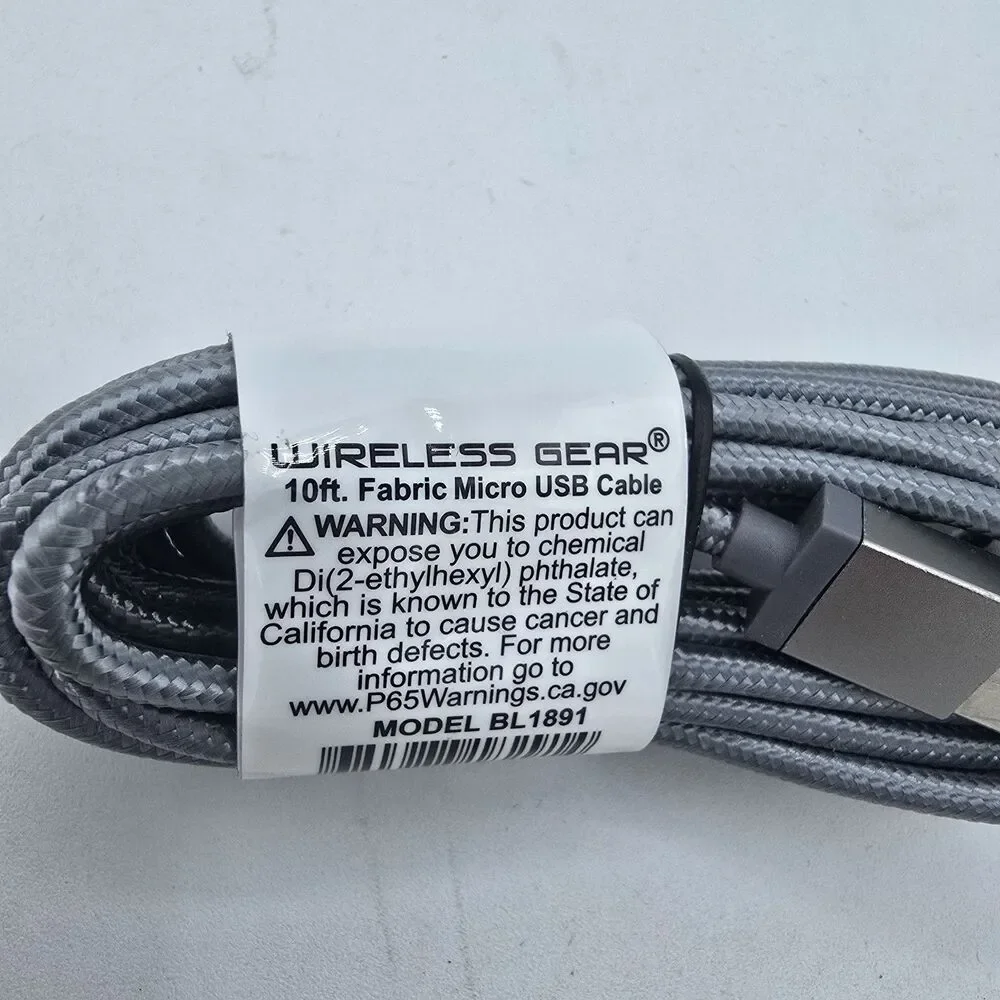 Wireless Gear 10 ft micro usb sync and charge cable. New